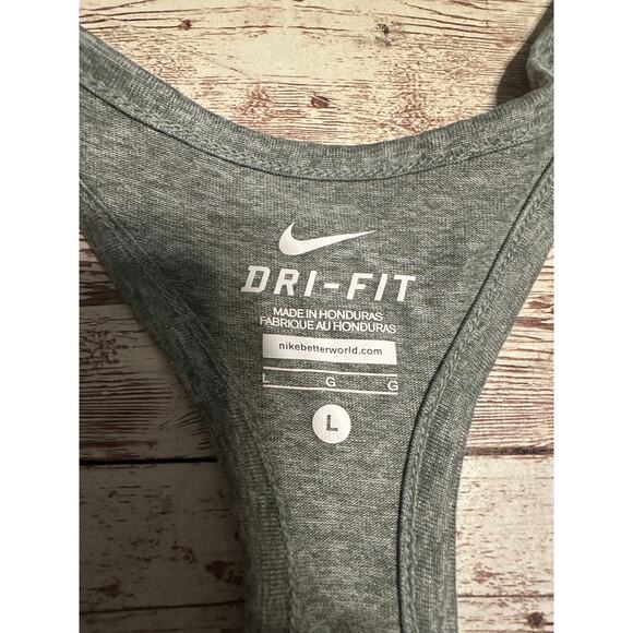 Nike Dri-Fit Racer Back Athletic Tank Women's Large Gray Athleisure Run Yoga - Picture 3 of 5